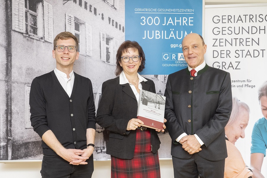 Pressekonferenz 300 Jahre GGZ (v.l.n.r.: Robert Krotzer, Elfriede Maria Huber-Reismann, Gerd Hartinger)
